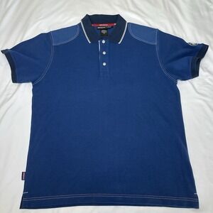 BMW Motorrad Polo Shirt Mens XL Blue Solid Embroidered Logo Motorcycle Racing